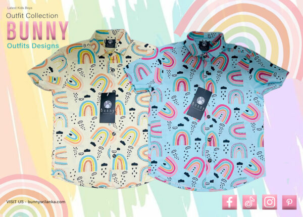 Bunny Kids Boys Rainbow Print Short Sleeve Shirt