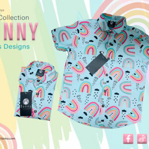 Bunny Kids Boys Rainbow Print Short Sleeve Shirt - Image 4