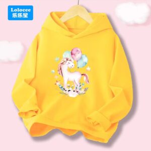 Children Floral Unicorn Cartoon Hoodie Clothing Girls