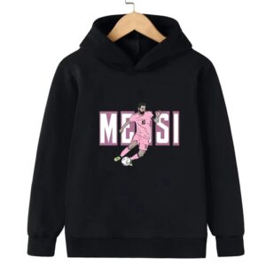 Messi Printed Children's Hooded Hoodie Plus Velvet Sweatshirt Casual Sportswear Pullover Black Top Boy and Girl Kid Baby Clothes - Image 10