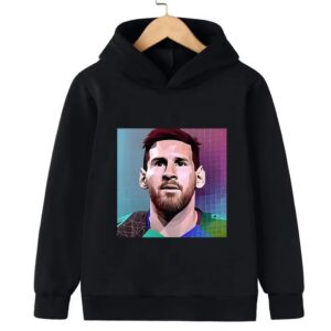 Messi Printed Children's Hooded Hoodie Plus Velvet Sweatshirt Casual Sportswear Pullover Black Top Boy and Girl Kid Baby Clothes - Image 7