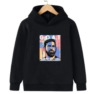 Messi Printed Children's Hooded Hoodie Plus Velvet Sweatshirt Casual Sportswear Pullover Black Top Boy and Girl Kid Baby Clothes - Image 11