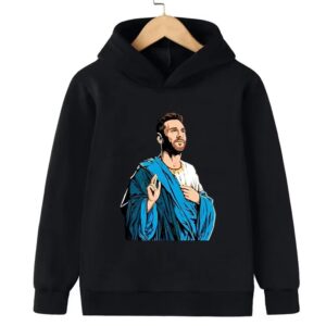 Messi Printed Children's Hooded Hoodie Plus Velvet Sweatshirt Casual Sportswear Pullover Black Top Boy and Girl Kid Baby Clothes - Image 13