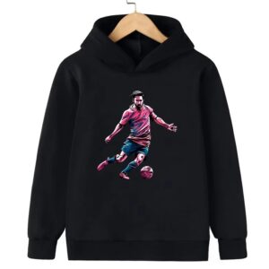 Messi Printed Children's Hooded Hoodie Plus Velvet Sweatshirt Casual Sportswear Pullover Black Top Boy and Girl Kid Baby Clothes - Image 9