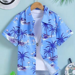 Beach Coconut Tree 3D Printed Tops Oversize Shirts Short Sleeve Boys & Girls - Image 12