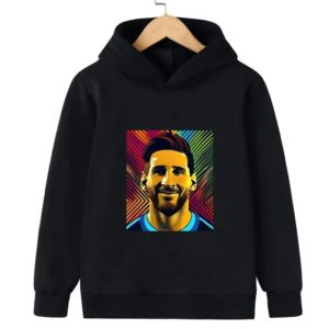 Messi Printed Children's Hooded Hoodie Plus Velvet Sweatshirt Casual Sportswear Pullover Black Top Boy and Girl Kid Baby Clothes - Image 12