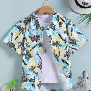 Beach Coconut Tree 3D Printed Tops Oversize Shirts Short Sleeve Boys & Girls - Image 4
