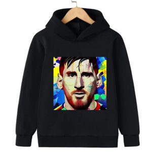 Messi Printed Children's Hooded Hoodie Plus Velvet Sweatshirt Casual Sportswear Pullover Black Top Boy and Girl Kid Baby Clothes - Image 16
