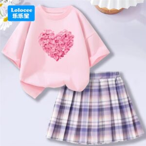 Baby Girls Cartoon Bear T-shirt + Pleated Skirt - Image 5