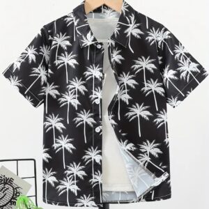Beach Coconut Tree 3D Printed Tops Oversize Shirts Short Sleeve Boys & Girls - Image 7