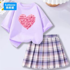 Baby Girls Cartoon Bear T-shirt + Pleated Skirt - Image 3