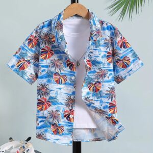 Beach Coconut Tree 3D Printed Tops Oversize Shirts Short Sleeve Boys & Girls - Image 3