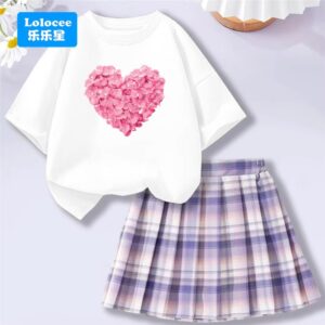 Baby Girls Cartoon Bear T-shirt + Pleated Skirt - Image 2