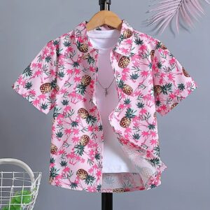 Beach Coconut Tree 3D Printed Tops Oversize Shirts Short Sleeve Boys & Girls - Image 6